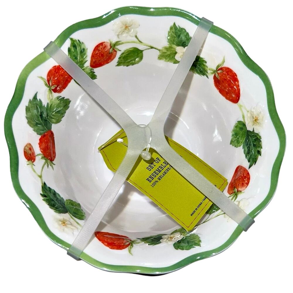 Primrose Vintage Melamine Strawberry Tidbit Dip Bowls 4.5" Set of 4 New